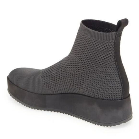 Eileen Fisher Mars Knit Wedge Heel Platform Stretch Booties Dark Gray Size 7 - Picture 1 of 13